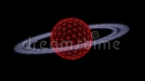 土星动画合成波霓虹灯3D渲染环视频的预览图