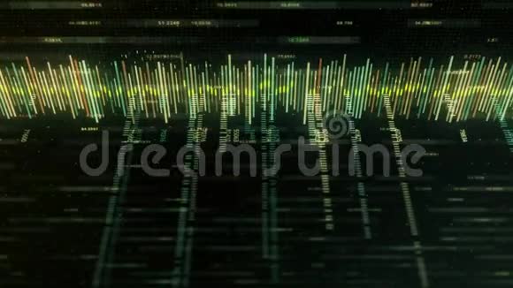 彩色业务均衡器与数字在黑色背景动画带有数字或图表的音乐电脑轨道视频的预览图