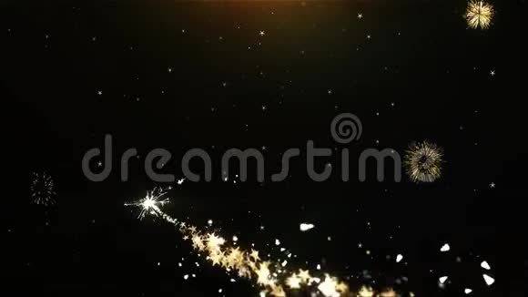 迪雅灯排灯装饰节日印度图标上的烟花显示爆炸颗粒视频的预览图