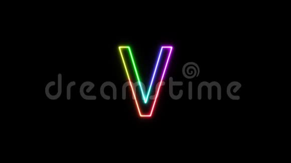 在透明的背景上7种彩虹色的霓虹灯被放飞视频的预览图