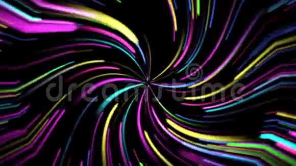 惊人的抽象彩色螺旋背景霓虹灯CGI运动下旋环视频的预览图
