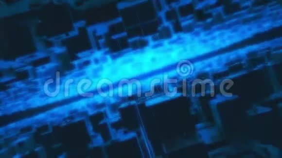 抽象城市黑色辉光蓝色背景未来派运动图形几何构造网络朋克视频的预览图