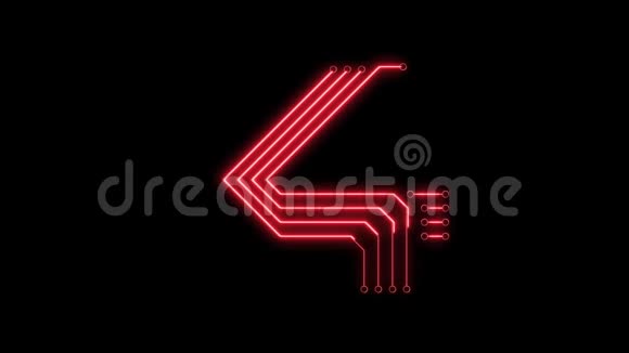 动画红色霓虹灯4号作为电路板风格视频的预览图