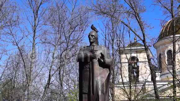 尼亚兹亚历山大内夫斯基纪念碑前的鸽子视频的预览图