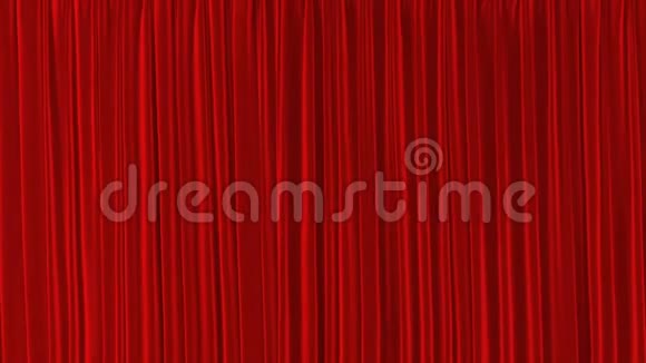 单个红幕在风的开放和关闭中摇摆美丽的3d动画抽象现实窗帘揭示视频的预览图