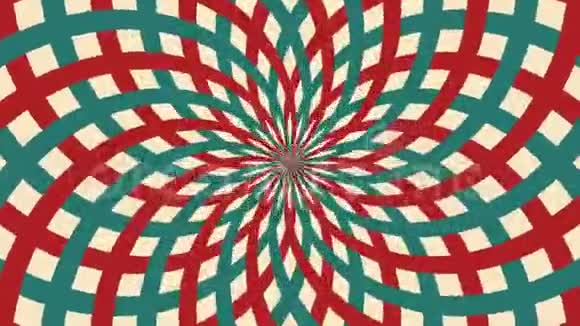 催眠马戏团动画旋转循环背景的红色和绿色线条条纹旋转运动图形太阳光束射线复古乐趣视频的预览图