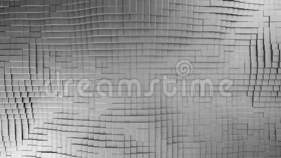 单色抽象动画灰色立方体在空间中平稳运动形成波浪动画4K创建视频的预览图