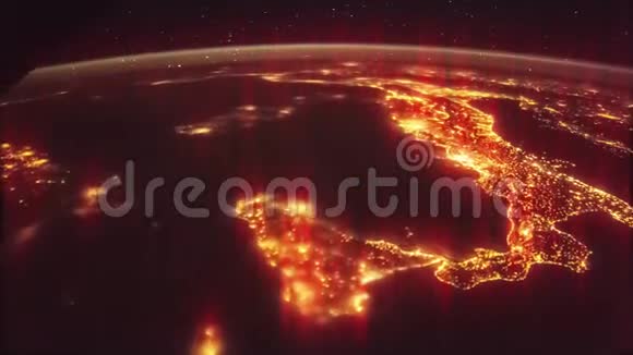 飞越地球表面从空间站拍摄飞越意大利视频的预览图