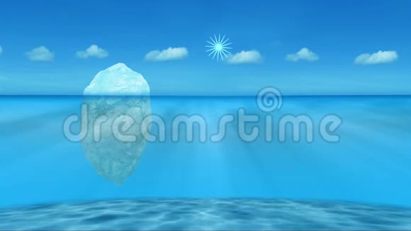 大海上大冰石的三维渲染视频的预览图
