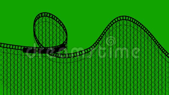 游乐园过山车在绿色的屏幕上无缝环视频的预览图