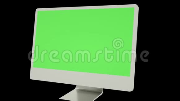 真实的空电脑显示与绿色屏幕包括阿尔法频道视频的预览图