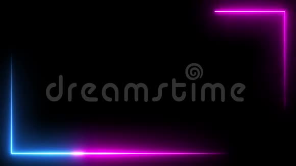 蓝色和粉色的霓虹灯光框点亮视频的预览图