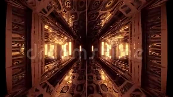 未来感空间飞机库隧道走廊三维插图与抽象的眼睛纹理运动背景壁纸视频的预览图