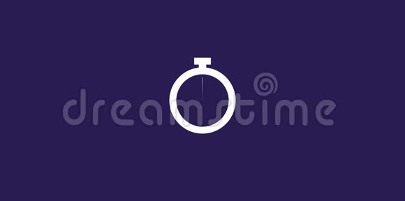 白色秒表轮廓在紫色背景上运行圆圈视频的预览图