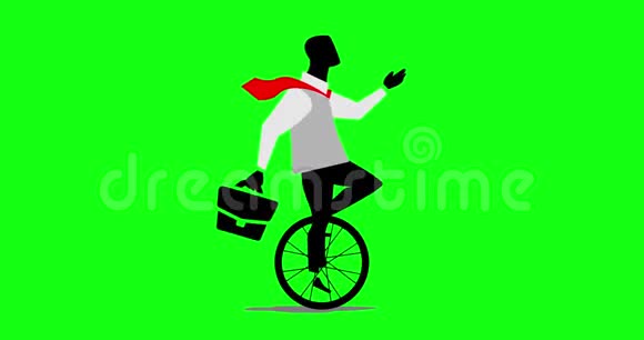 商人骑自行车的动画骑独轮车视频的预览图