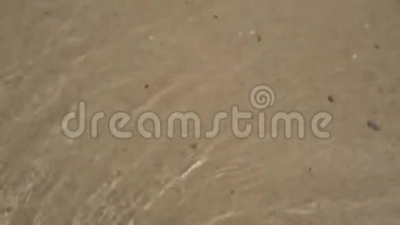 夕阳西下沙滩上的海浪爆发视频的预览图