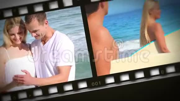 海边浪漫情侣的蒙太奇视频的预览图