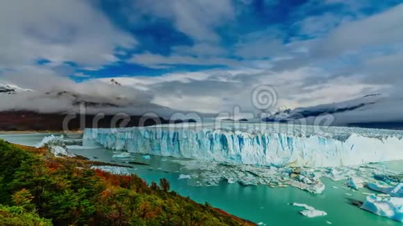 洛斯格利亚雷斯公园里的冰川巴塔哥尼亚的秋天阿根廷一方视频的预览图