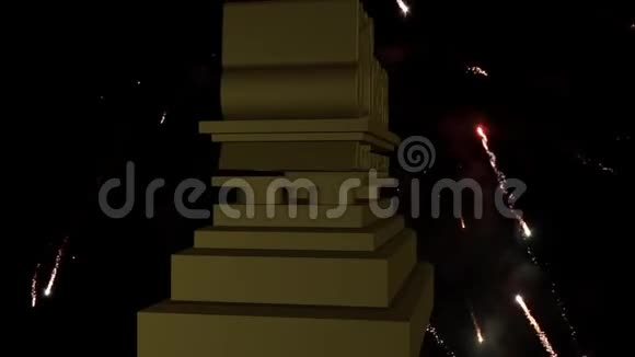 5周年纪念金色纪念碑及烟花视频的预览图