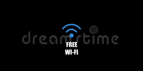 免费WiFi白字和蓝色图标与动画在黑色背景视频的预览图