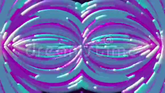 计算机生成的两个椭圆形式塑料流体彩色条纹背景三维渲染视频的预览图