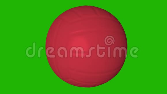 绿色屏幕上的红色旋转排球球3D动画视频的预览图