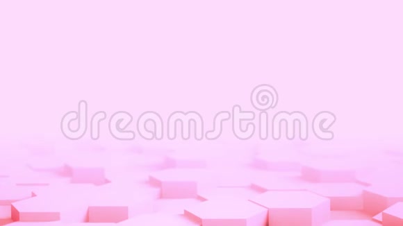 抽象粉红六角几何桌面表面光滑移动光亮清洁最小六角网格模型随机视频的预览图