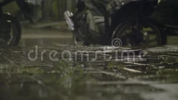热带雨水在夜间倾泻视频的预览图