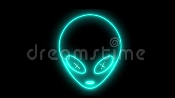 霓虹UFO脸外星表情符号发光生物怪物未来人物视频的预览图