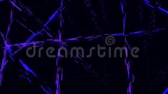 黑色背景上抽象移动霓虹紫线无缝环路动画下摆直短条纹视频的预览图