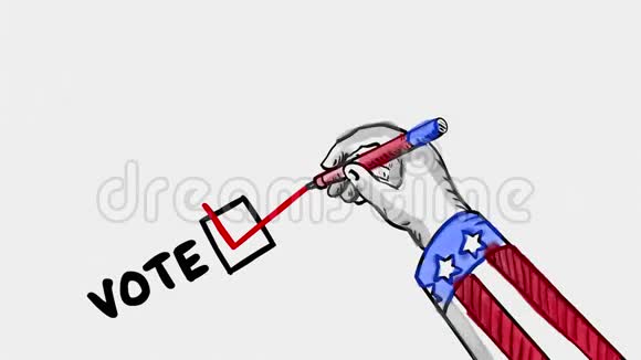 美国检查选票水彩2D动画视频的预览图