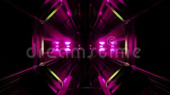 暗黑空间隧道与蓝色发光人工制品vjloop3d渲染视频的预览图