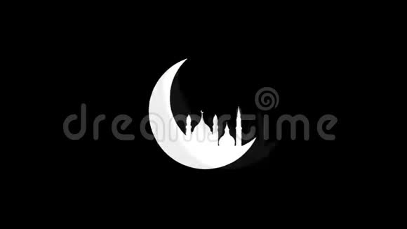 伊斯兰清真寺月斋月图标老式扭曲坏信号动画视频的预览图