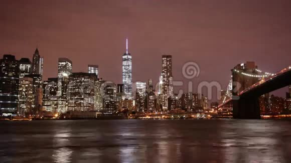 纽约市区夜灯4k从美国起飞视频的预览图