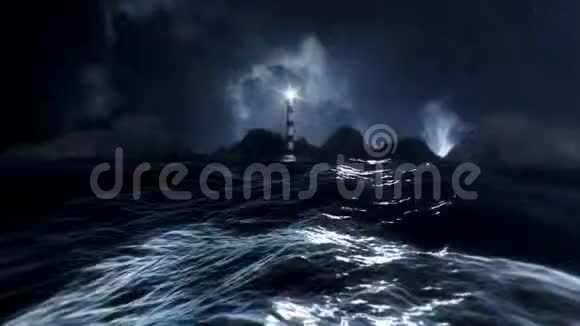 海上风暴中的灯塔视频的预览图