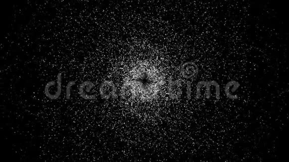 黑洞在空间中被发光的白色星场包围动画美丽的宇宙单色旋转景观视频的预览图