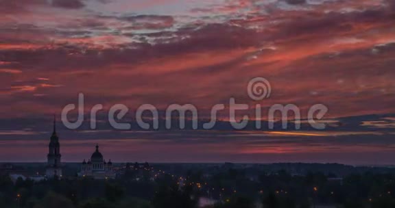 夏季黎明与大教堂在里宾斯克时代视频的预览图