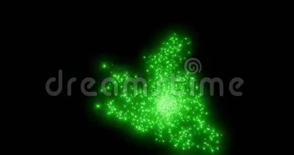 绿色闪亮的闪光粒子在黑暗的空间中移动视频的预览图