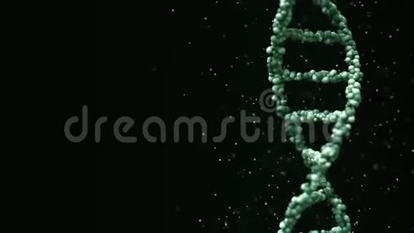 带粒子的绿色DNA分子无缝环视频的预览图