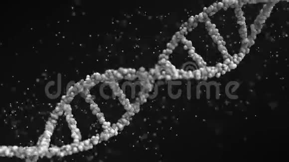 带粒子的灰色DNA分子无缝环视频的预览图