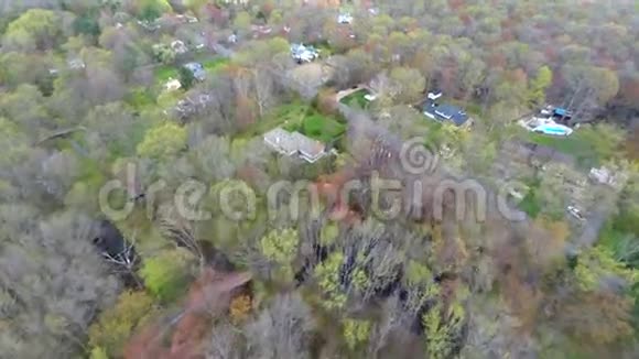 森林中房屋的空中录像视频的预览图