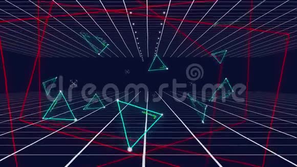 移动网格上的蓝色三角形和红线视频的预览图