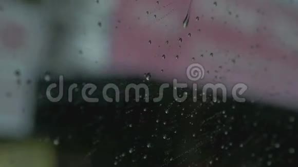 大滴热带雨水顺着车窗流下视频的预览图