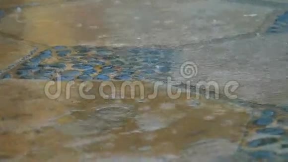 雨滴落在路瓦上棕色视频的预览图