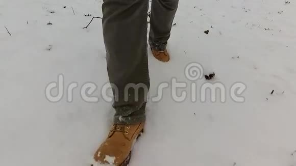 雪地行走人的慢动作视频视频的预览图