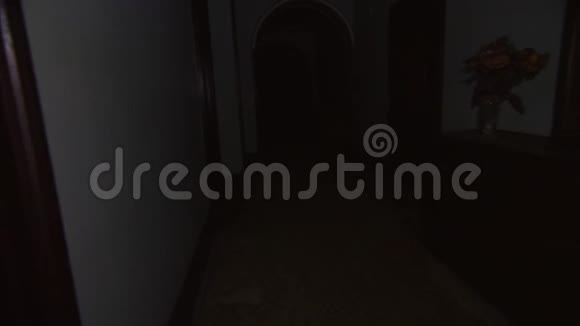 一间恐怖的鬼屋走廊视频的预览图