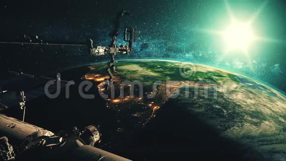 国际空间站环绕现实行星地球的详细情况视频的预览图