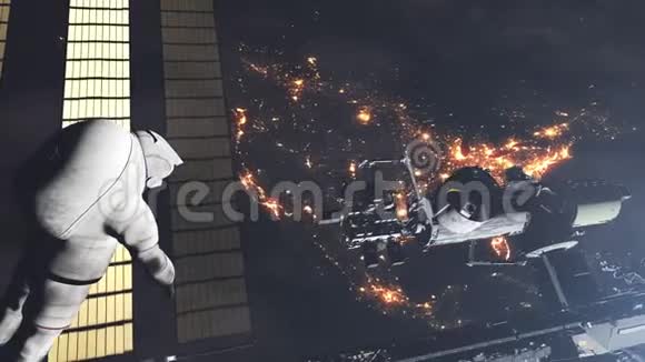 航天员反观现实国际空间站环绕地球运行视频的预览图