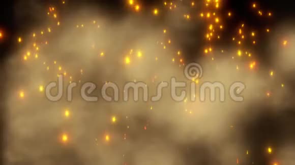 发光金火花和烟雾循环运动背景视频的预览图