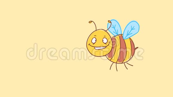 蜜蜂欢快而微笑有趣的角色阿尔法通道视频的预览图